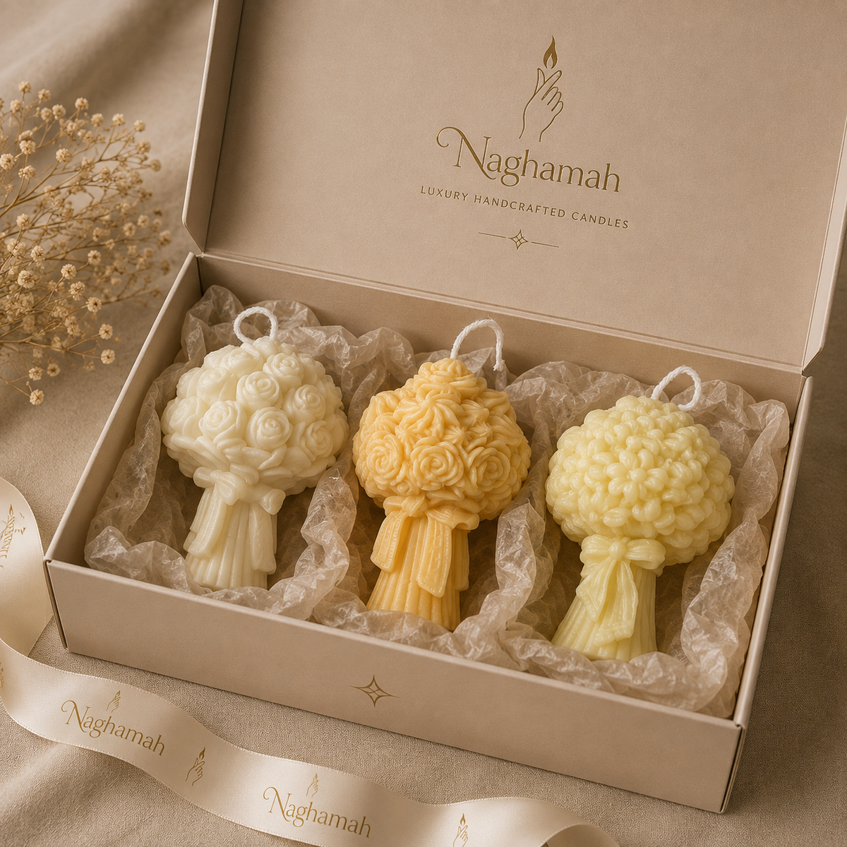 Naghamah Floral Candle Trio