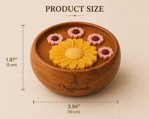 Floral Wooden Bowl Candle