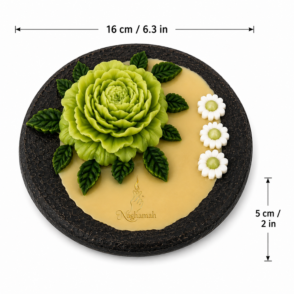 Green Floral Peony Candle